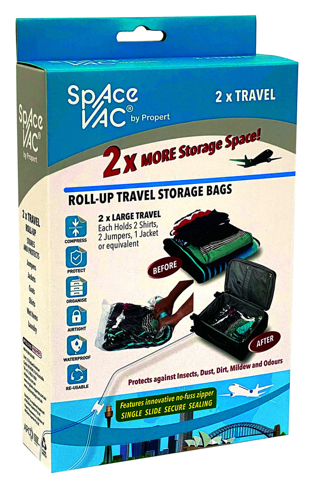 Space Vac Travel 2Pk Vacuum Storage Space Saver Travel Reusable Compressed