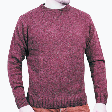 100% SHETLAND WOOL CREW Round Neck Knit JUMPER Pullover Mens Sweater Knitted - Charcoal (29)