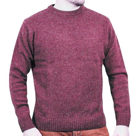 100% SHETLAND WOOL CREW Round Neck Knit JUMPER Pullover Mens Sweater Knitted - Charcoal (29)