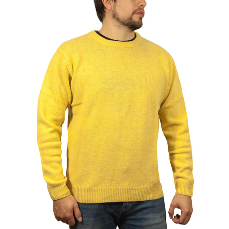 100% SHETLAND WOOL CREW Round Neck Knit JUMPER Pullover Mens Sweater Knitted - Nutmeg (23)