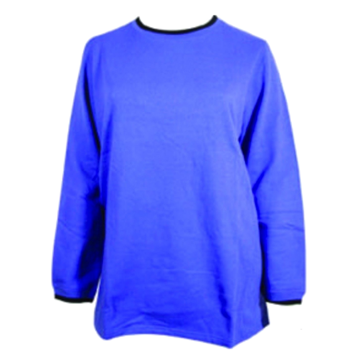 Ladies Plus Size Crew Neck Long Sleeve Top Womens Jumper - Purple/Black