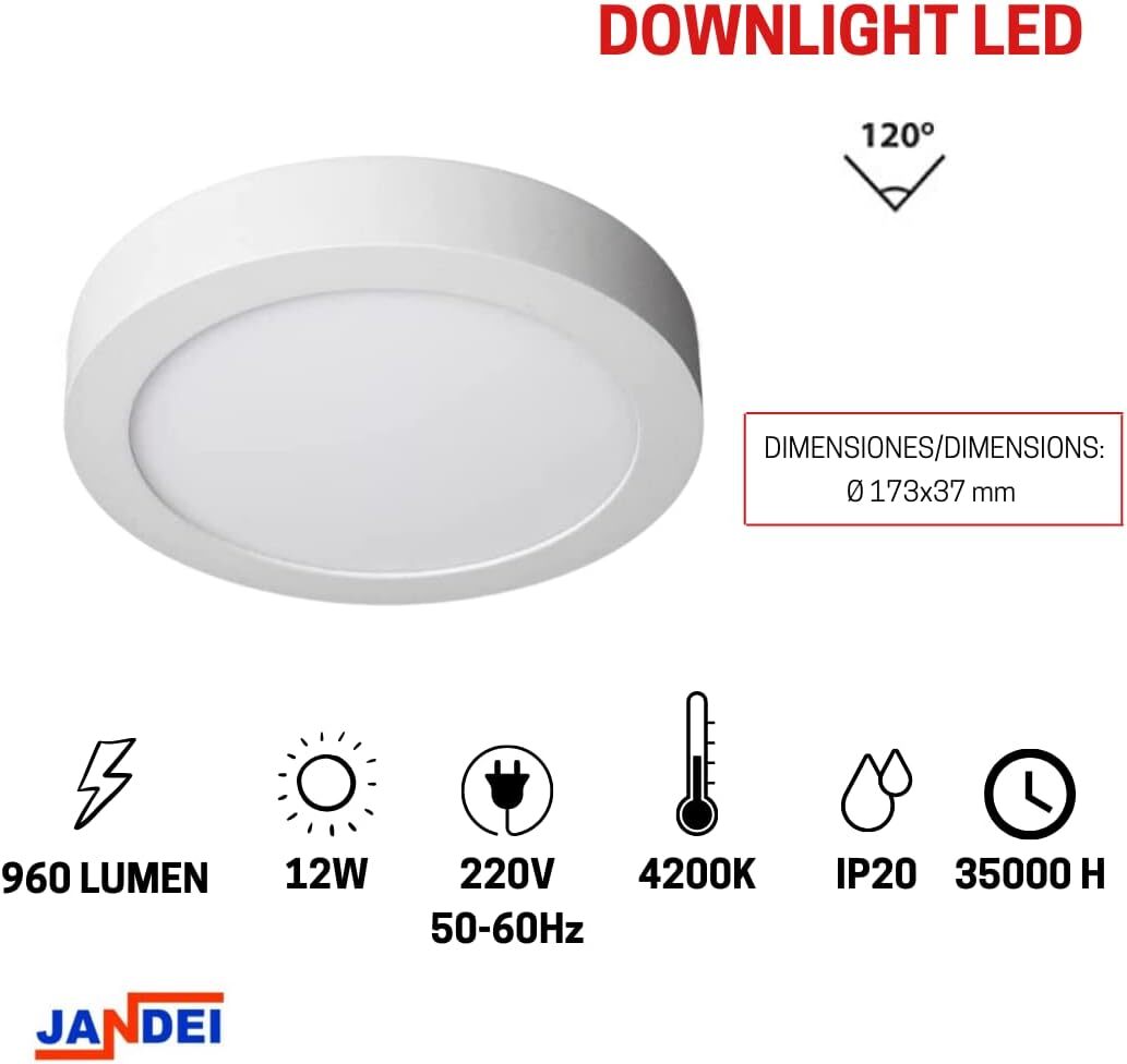 Ceiling Light LED Downlight 12W Round for Home Office Shop