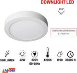 Ceiling Light LED Downlight 12W Round for Home Office Shop