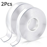 2x Double-Sided Nano Mounting Tape Traceless Clear Adhesive Invisible Gel 2M x 20mm