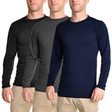 Mens Thermal Top w/ Brushed Interior Warm Winter Fleece Baselayer - Black