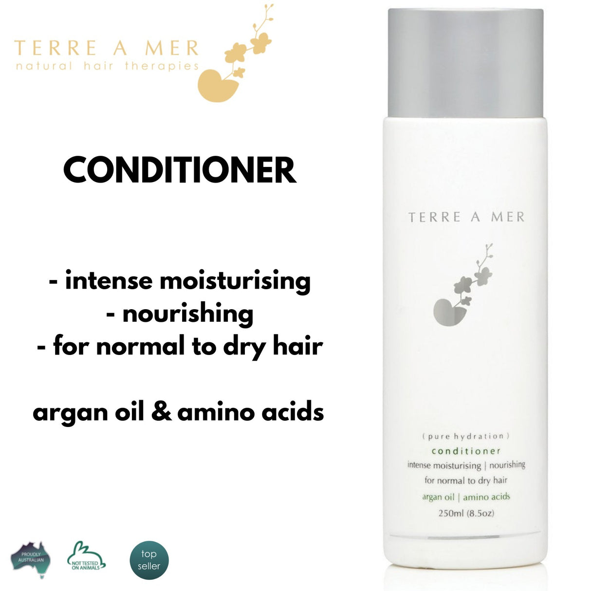 2pc Set Terre A Mer Pure Hydration Conditioner 60ml Travel Size & 250ml