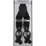 Mens Paisley Tapestry Premium Convertible Suspenders Braces Y Back - Black