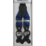 Mens Paisley Tapestry Premium Convertible Suspenders Braces Y Back - Royal