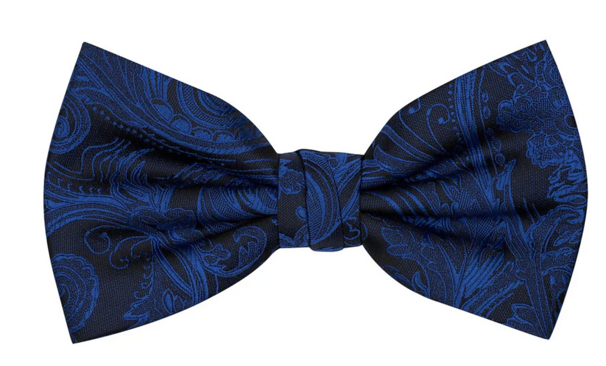 Premium Tapestry Bow Tie Floral Paisley - Royal Blue