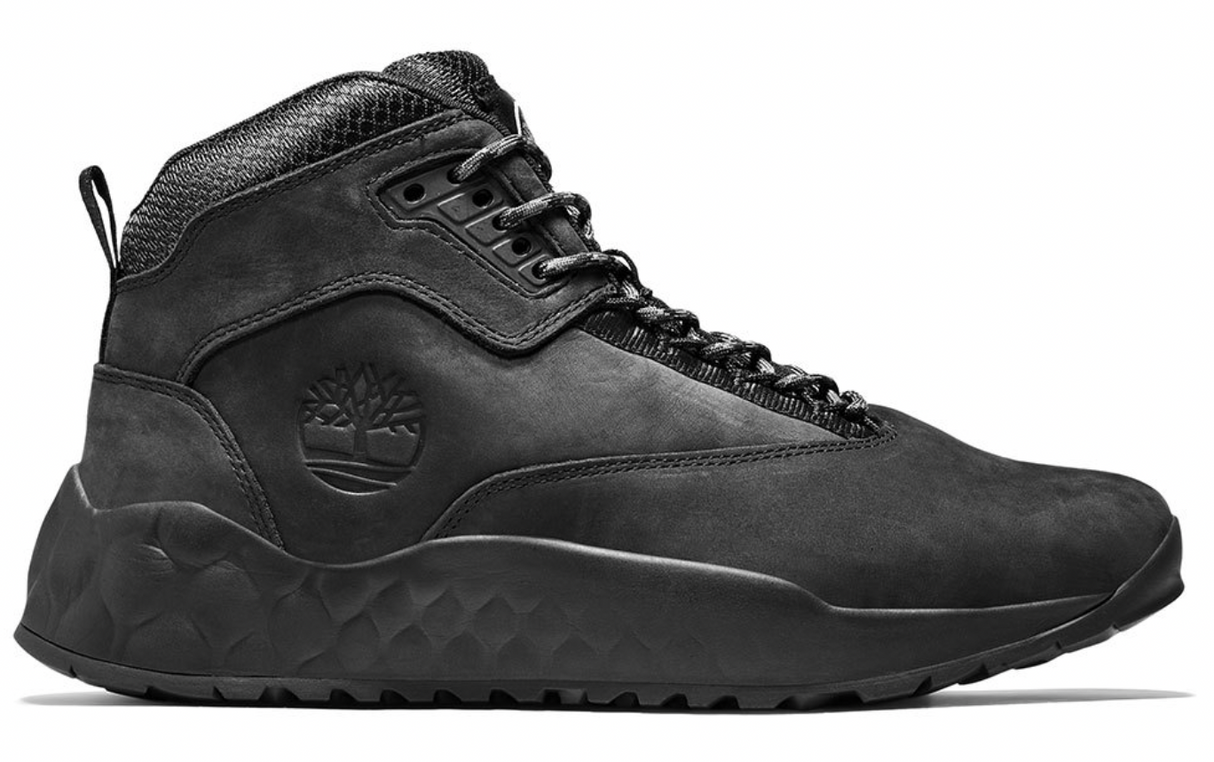 Timberland Mens Solar Wave Mid Leather Lace-Up Hiking Boot - Blackout Nubuck