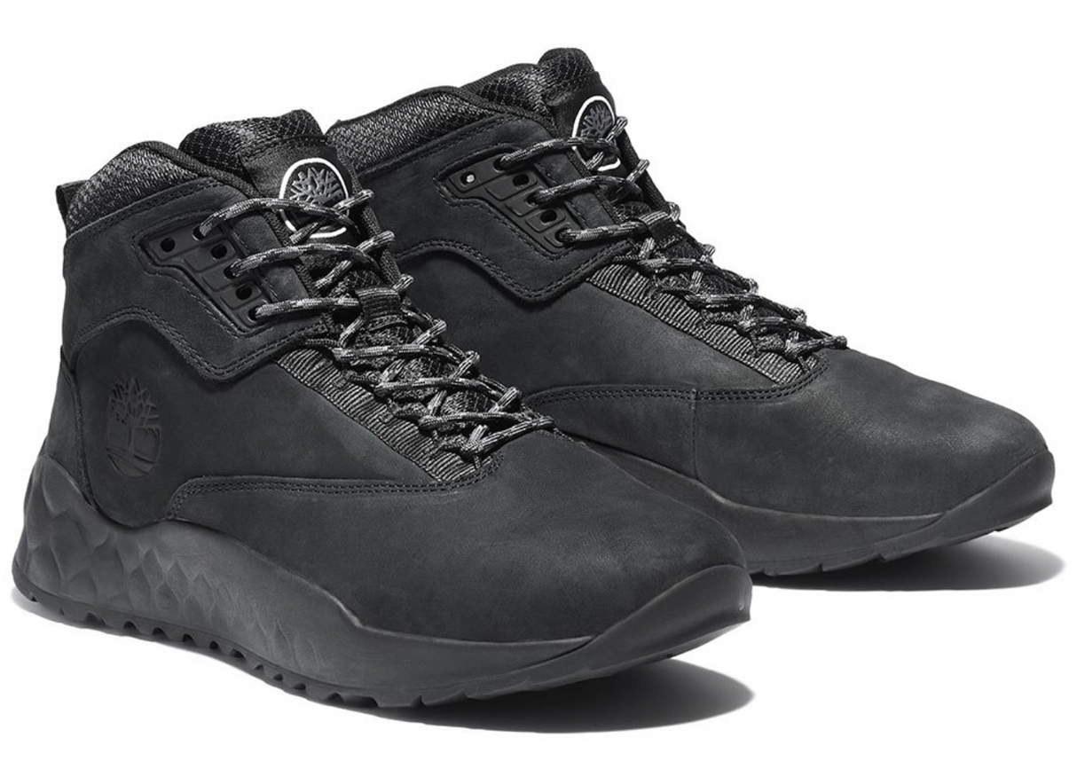 Timberland Mens Solar Wave Mid Leather Lace-Up Hiking Boot - Blackout Nubuck