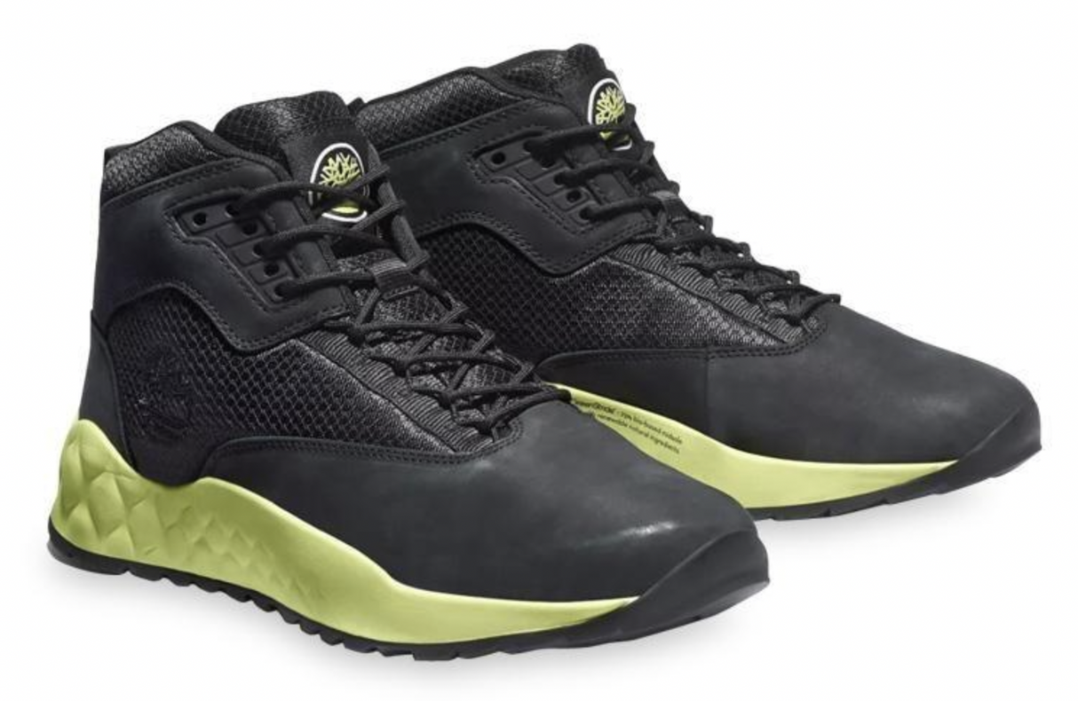 Timberland Mens Solar Wave Mid Leather Hiking Sneaker Boots - Black/Lime