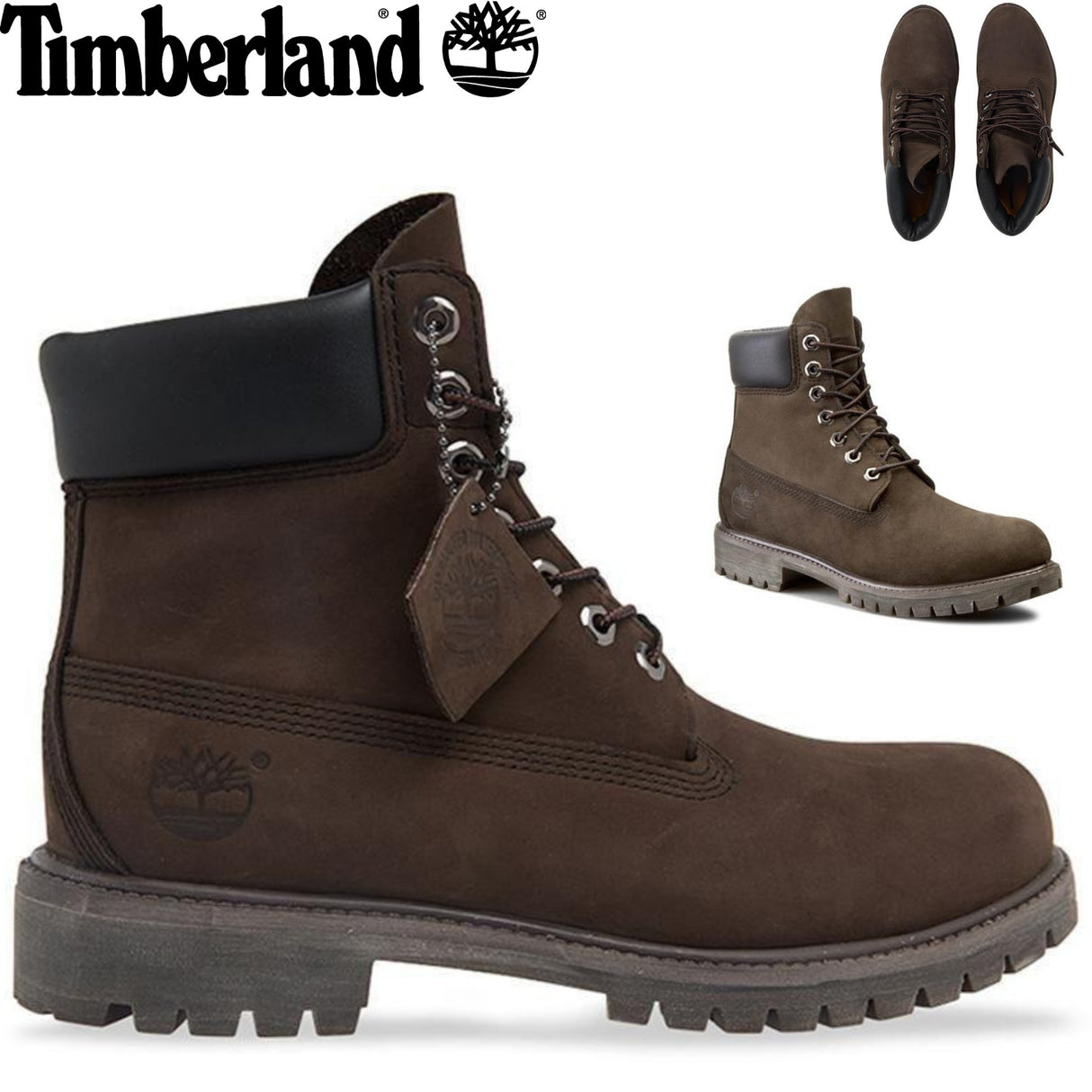 TIMBERLAND Mens 6-Inch Premium Waterproof Boots Original Iconic Shoes - Brown