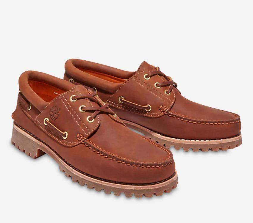 Timberland Mens Authentic Handsewn Boat Shoes Rust Full Grain Leather - Rust