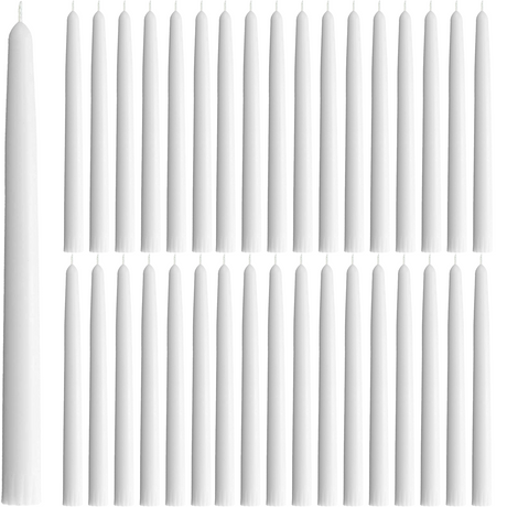 192x Premium Church Taper Candle Pillar Candles White Unscented Lead Free 6Hrs - 25cm (10")