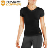 TOMMIE COPPER Womens Core Compression Short Sleeve V-Neck Shirt Top Gym