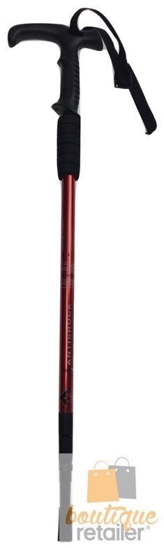 Folding Walking Stick Telescopic Adjustable Antishock Hiking Grip Pole Trekking - Red