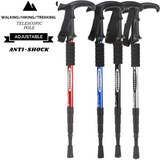 Folding Walking Stick Telescopic Adjustable Antishock Hiking Grip Pole Trekking