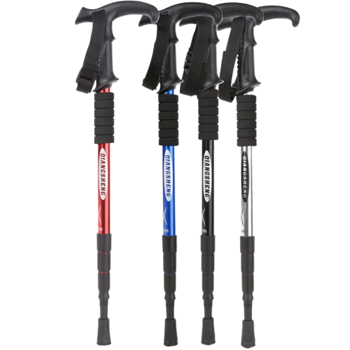 Folding Walking Stick Telescopic Adjustable Antishock Hiking Grip Pole Trekking