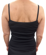 Thermo Fleece Ladies Pure Wool Camisole w Lace Thermal Thermals Top Singlet - Black