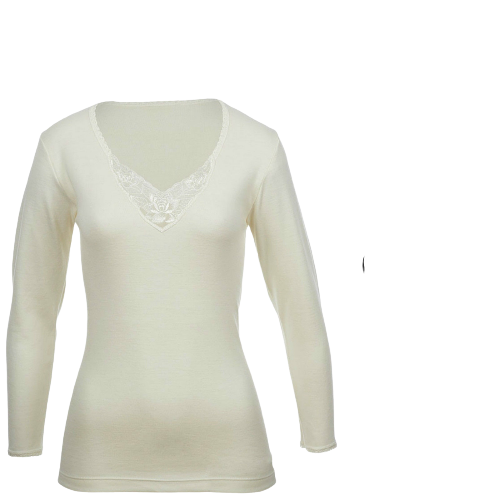 100% Pure Merino Wool Womens Long Sleeve Thermal Top Woolmark Thermals Fleece