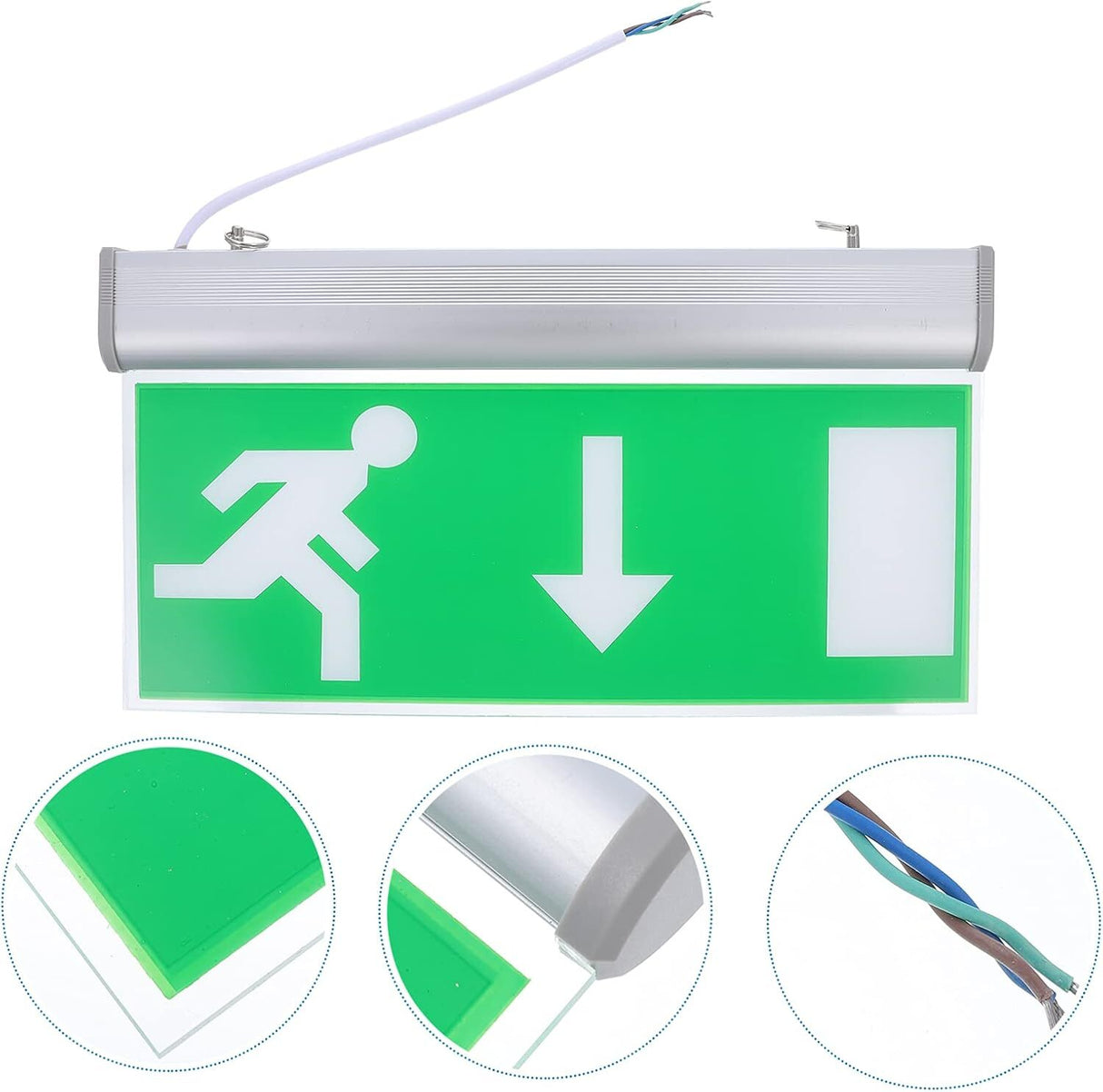 Slimline Emergency Exit Sign Light LED Ceiling Mount Running Man Double Sided