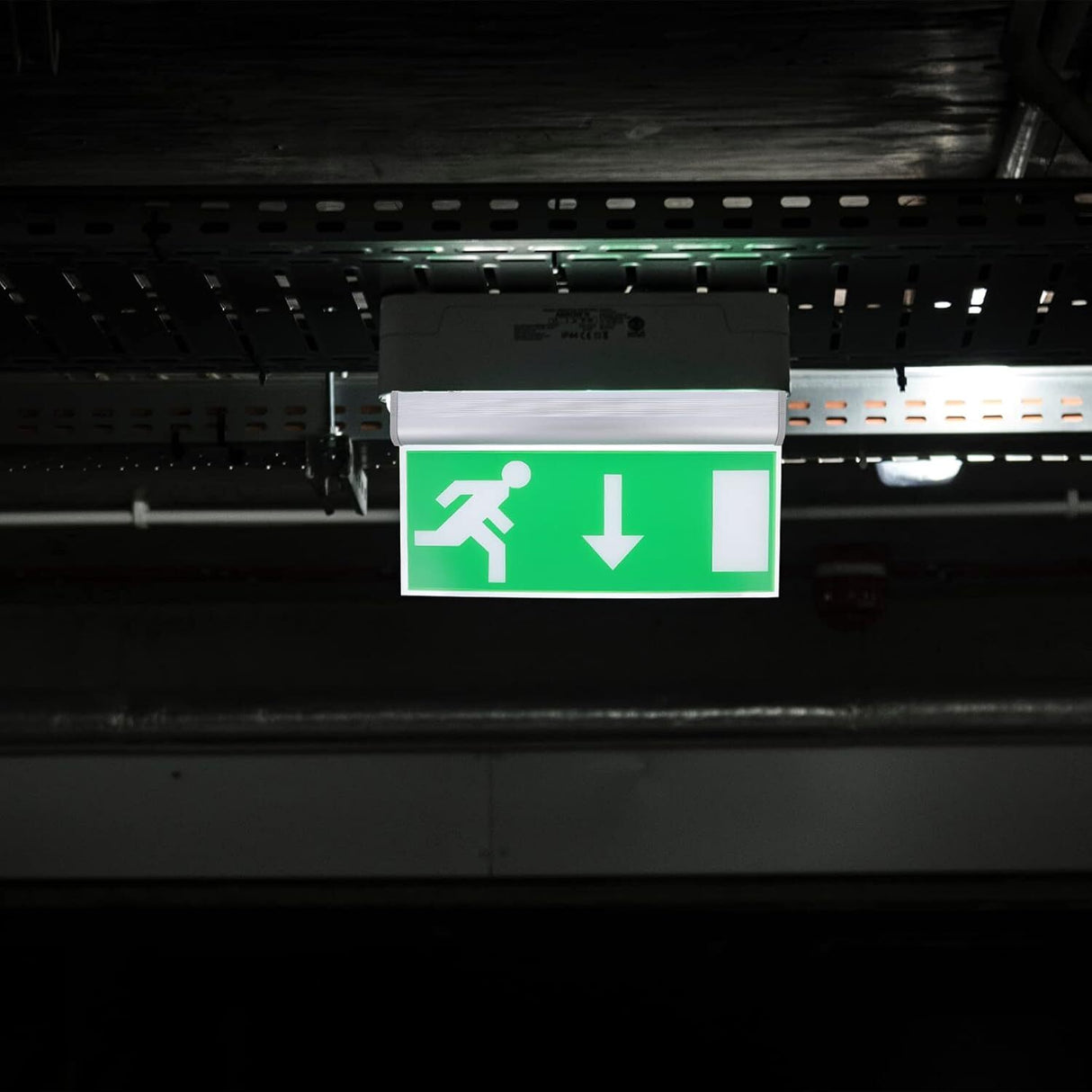 Slimline Emergency Exit Sign Light LED Ceiling Mount Running Man Double Sided