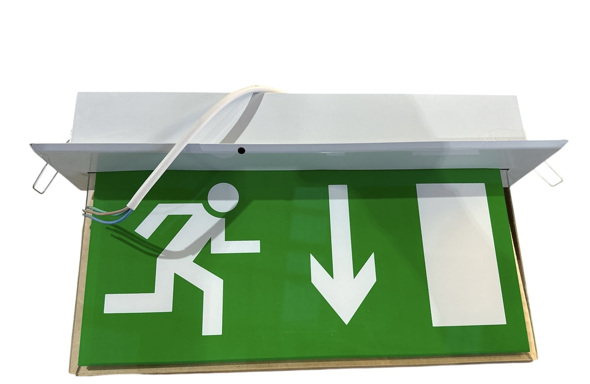 Slimline Emergency Exit Sign Light LED Ceiling Mount Running Man Double Sided