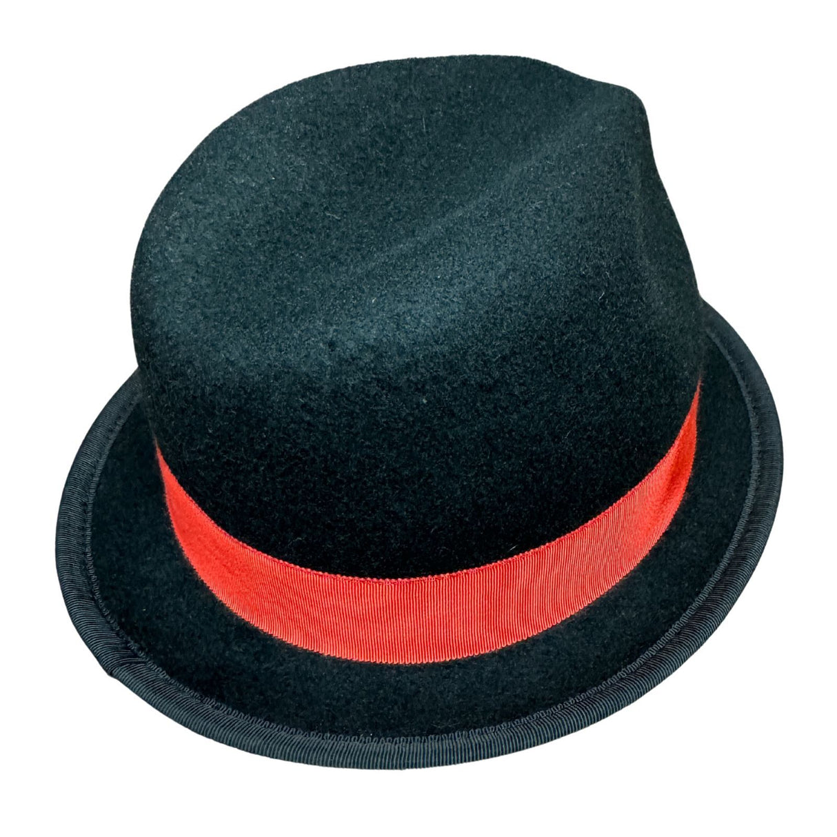 Wool Felt Trilby with Red Ribbon in Black Size XL - Made in Australia