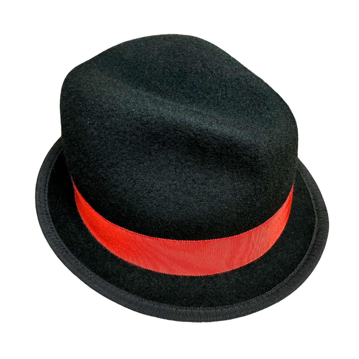 Wool Felt Trilby with Red Ribbon in Black Size XL - Made in Australia