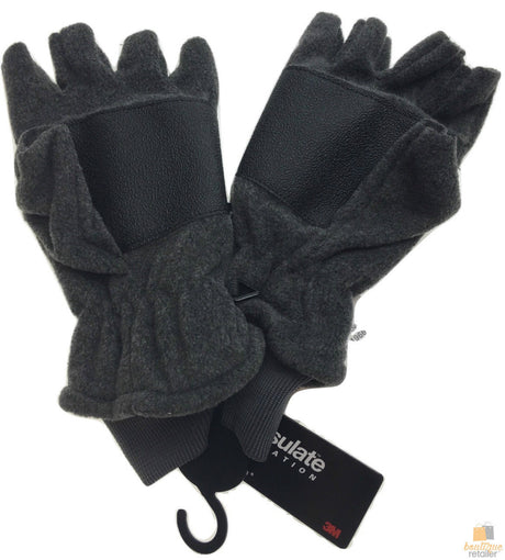 3M THINSULATE Polar Fleece Fingerless Gloves Insulated Lining Snow Ski - Charcoal Grey