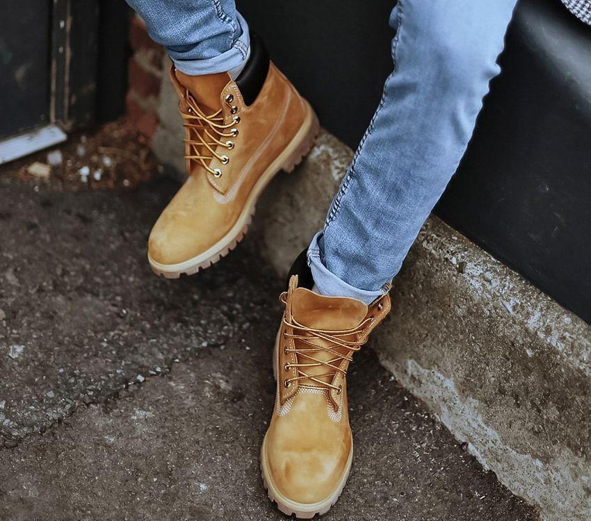 TIMBERLAND Mens 6" Premium Waterproof Boots Original Yellow Shoes - Wheat Nubuck