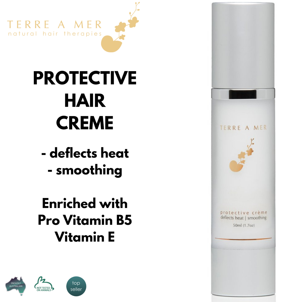 TERRE A MER Protective Heat Hair Crème Cream No Frizz Styling Shiny Repair