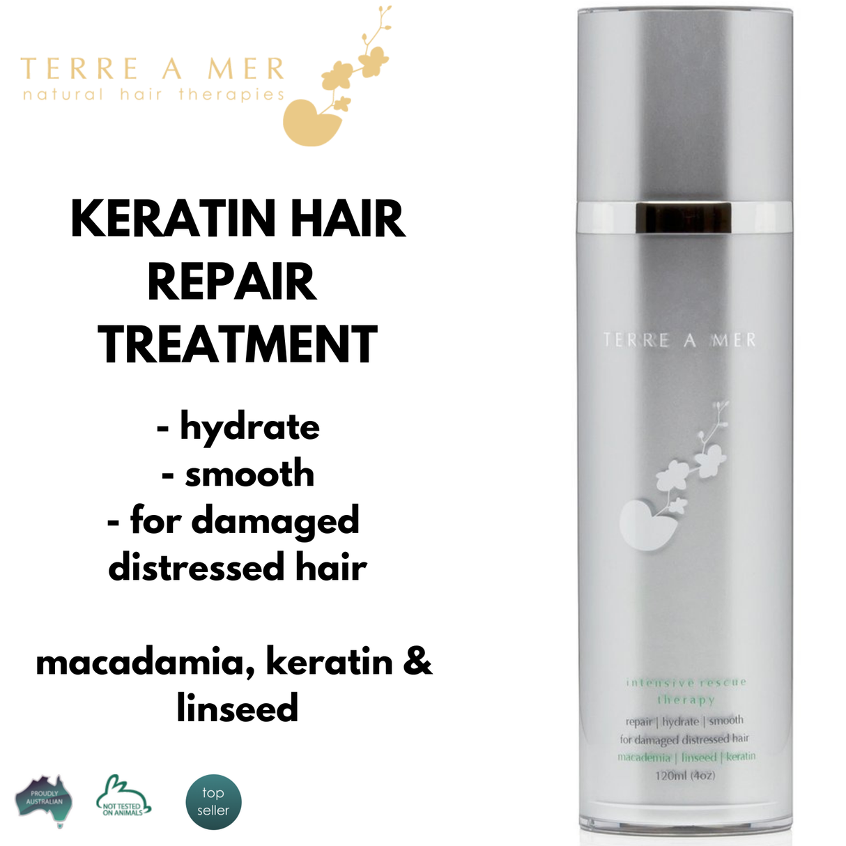 TERRE A MER Intensive Keratin Hair Hydrator Dual-Repair Treatment Rescue Therapy