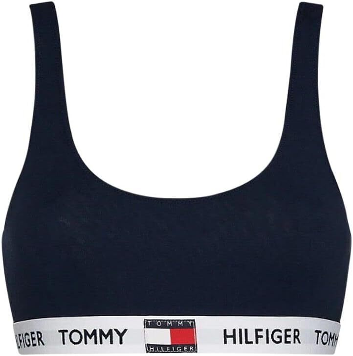 Tommy Hilfiger Crop Top Logo Underband Organic Cotton Bralette Tank - Navy