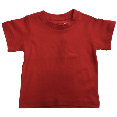 TODDLER PLAIN T SHIRT 100% COTTON Basic Blank Tee Top Teen Teenager Crew Kids - Red