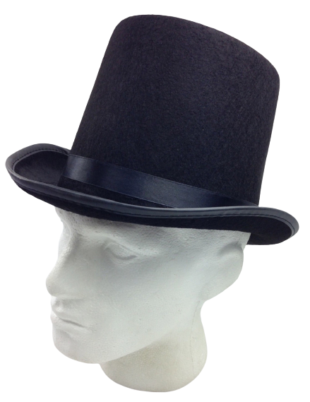 BLACK TOP HAT Costume Mad Hatter Party Wedding Magician Formal Trilby Fedora