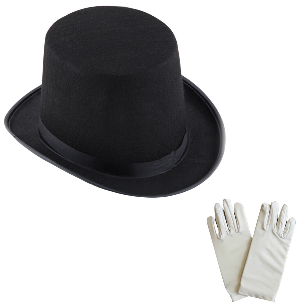 Magician Top Hat + Gloves Set Costume Party Dress Up Magic Halloween Ringmaster