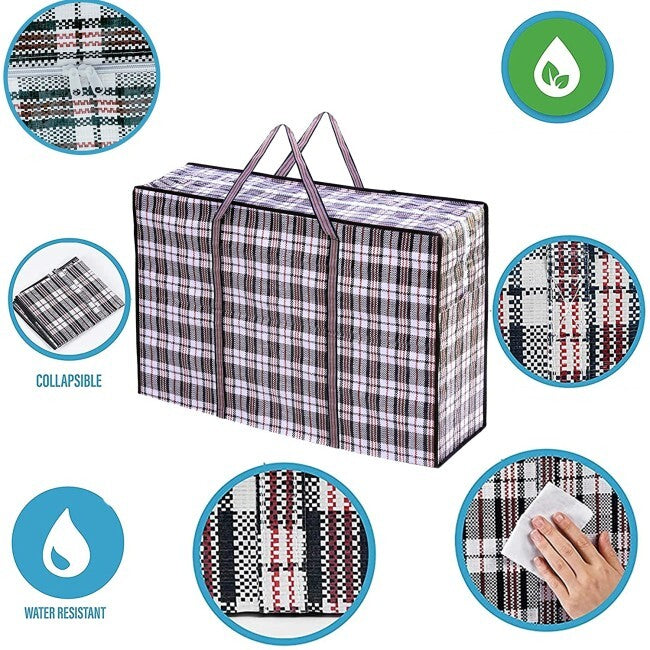 40x Large Stripe Bag Packing Storage Strip Zip Shopping Travel Check House Moving 80cm x 70cm x 30cm