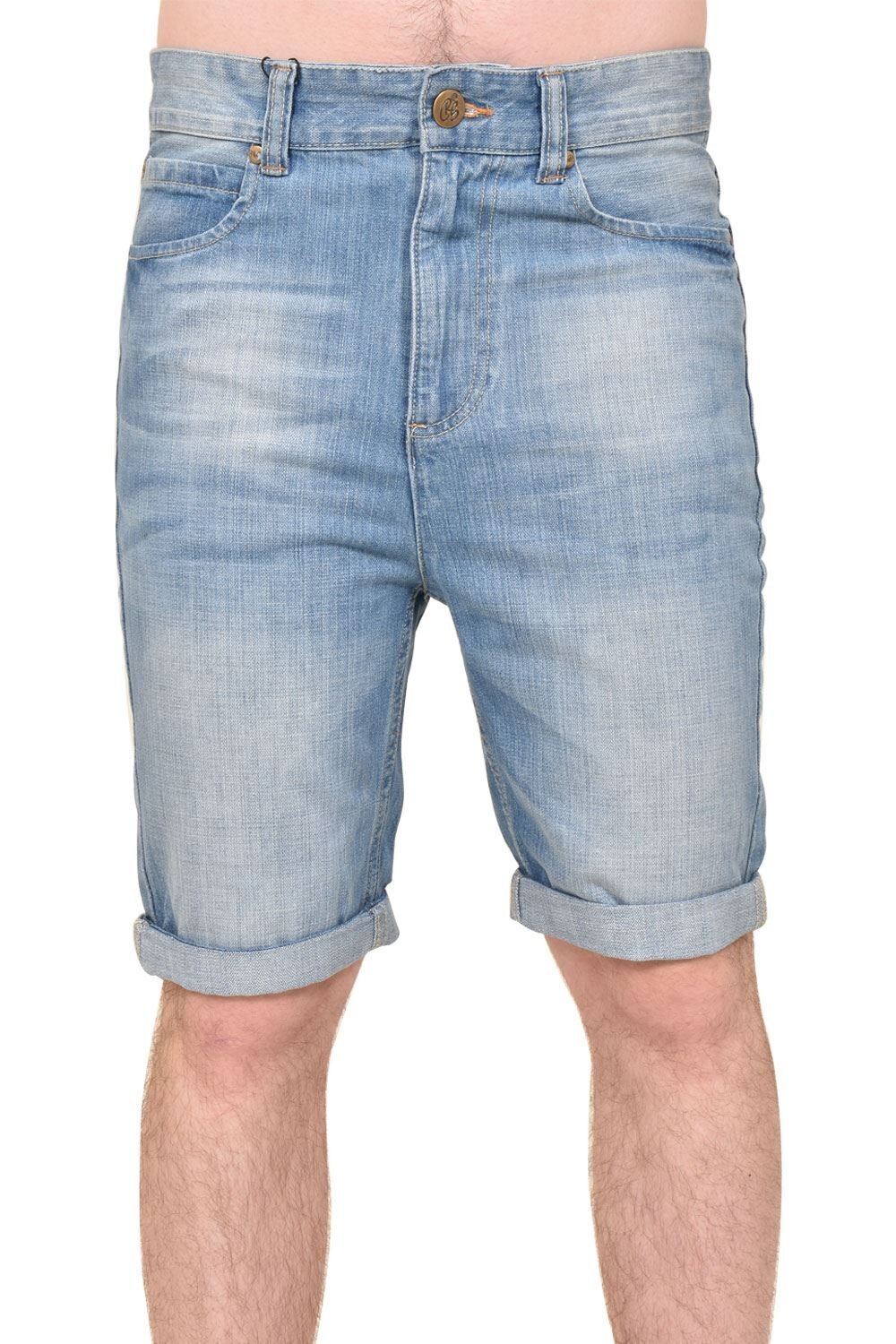 Crosshatch Mens Treyforth Trebor Jean Shorts in Light Denim