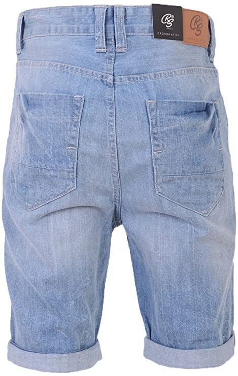 Crosshatch Mens Treyforth Trebor Jean Shorts in Light Denim