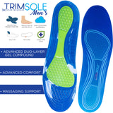 TRIMSOLE Mens Gel Advanced Insoles Silicone Antibacterial Inserts Pads Massage