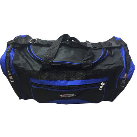 SPORTS BAG MEDIUM With Shoulder Strap Gym Duffle Travel Bags Water Resistant - Black/Blue