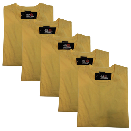 5x Plain T Shirt 100% COTTON Basic Blank Tee Mens Ladies Casual BULK Adults - Yellow