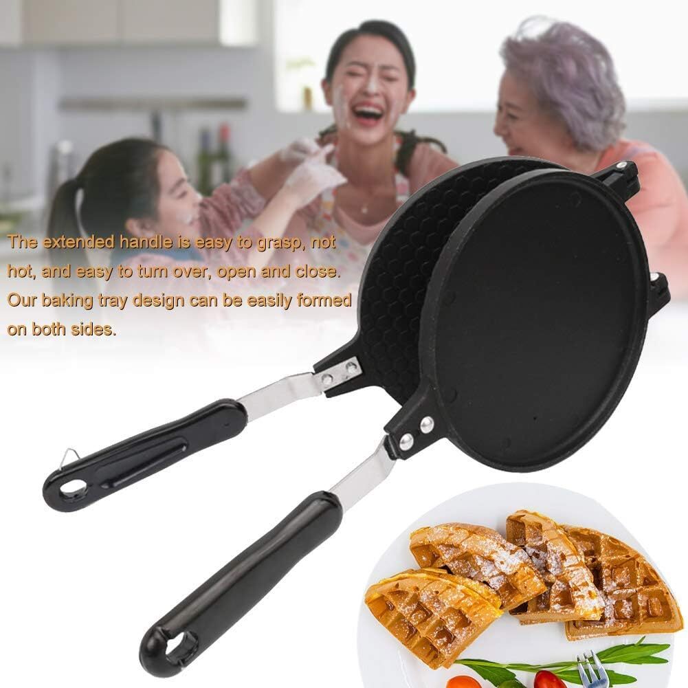 18cm Non-Stick Cast Aluminium Waffle Maker Snacks Pancake Cake Breakfast Making