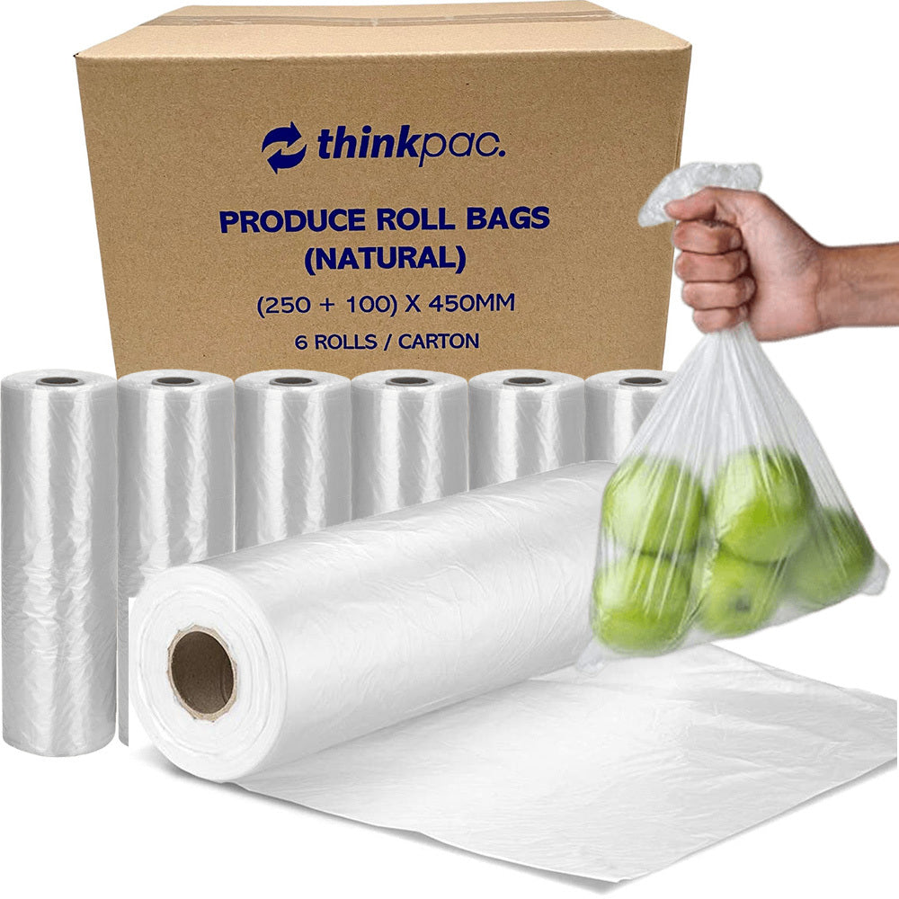 6 Thinkpac Produce Rolls Bags Heavy Duty Food Grade Freezer Supermarket Bag Gusset