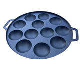 12 Dimple Cast Aluminium Poffertjes Mini Dutch Pancake Cake Pan with Handles Maker