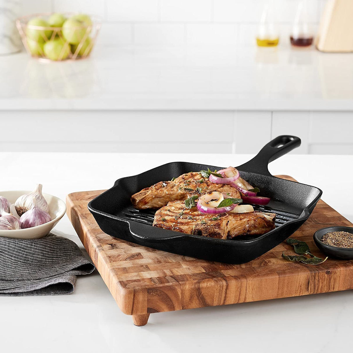 XL Heavy Duty Cast Iron Square Griddle Pan Cooking Frying Skillet Pan