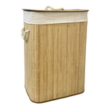 Collapsible Rectangular Bamboo Laundry Basket Clothes Bin Washing Hamper