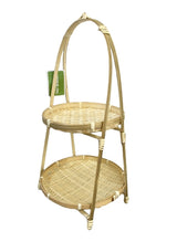 Bamboo Two Tier Serving Rack Stand Holder Storage Organizer - Natural